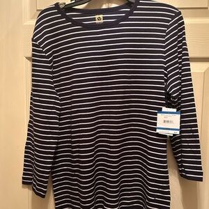 Navy and White Evening Striped Long Sleeve Top